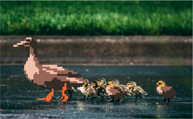 Pixel ducks in a row