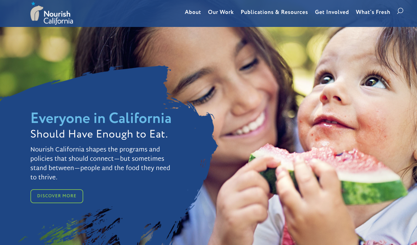 Nourish california website screenshot