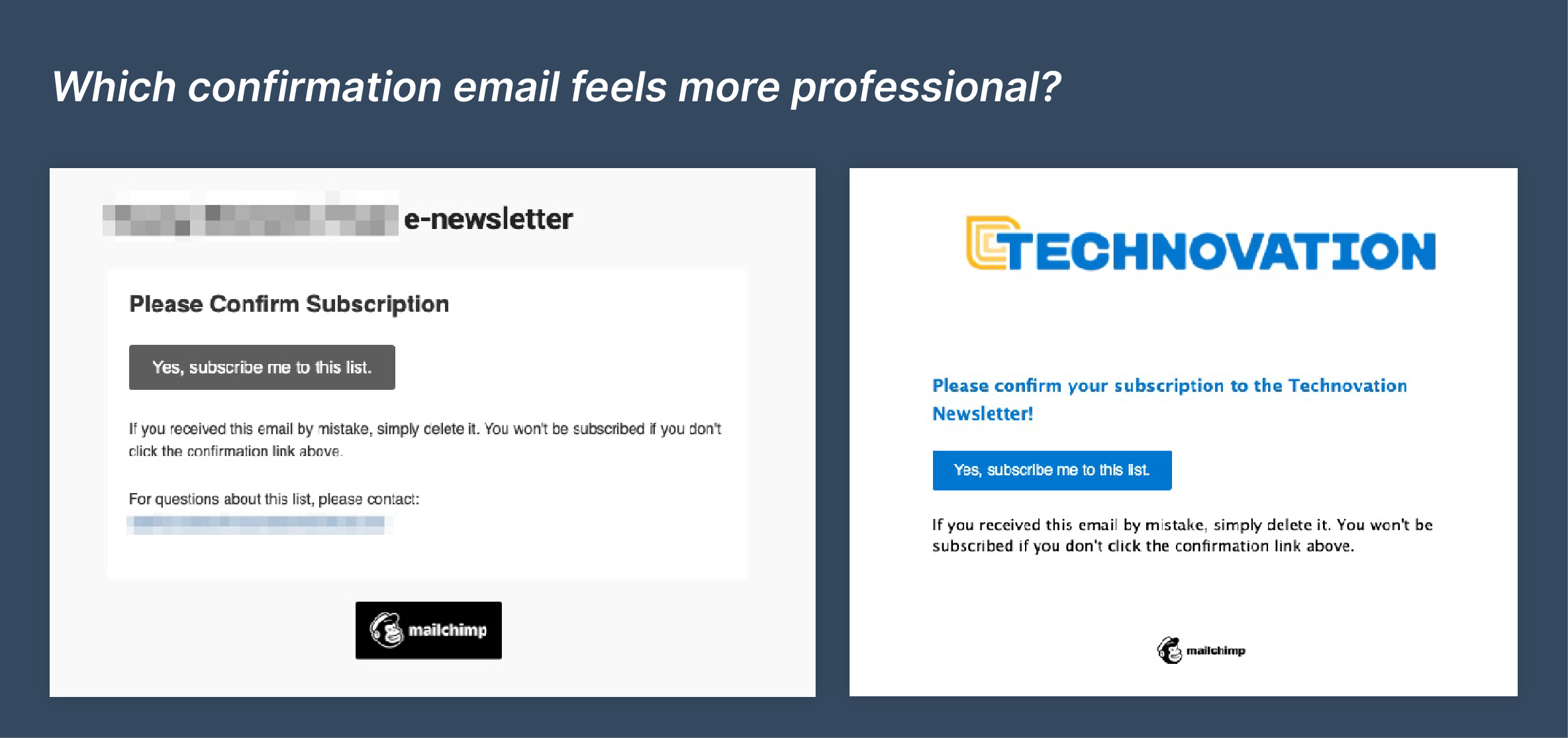 Nonprofit newsletter subscriber confirmation email