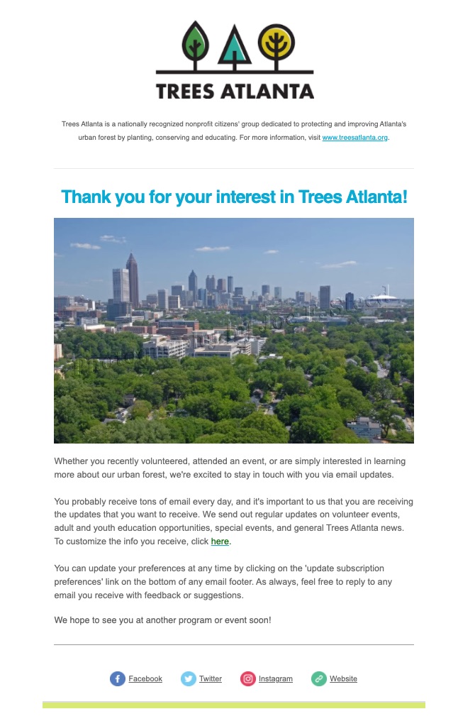Trees Atlanta nonprofit newsletter