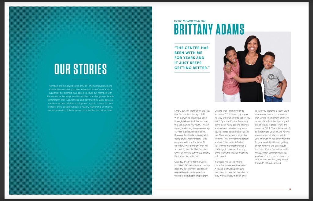 CFUF nonprofit annual report - our stories