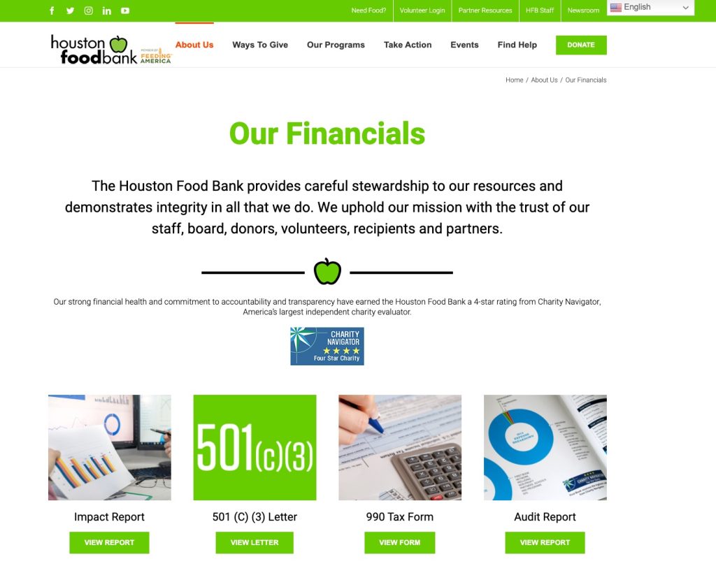 Houston Food Bank financials