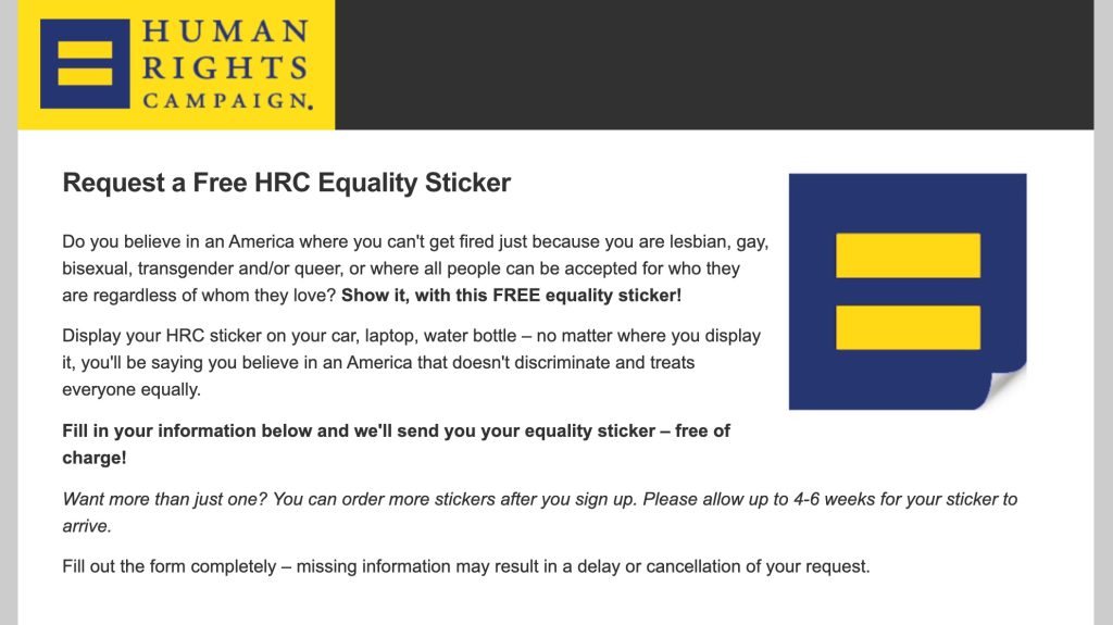 Human rights campaign stickers