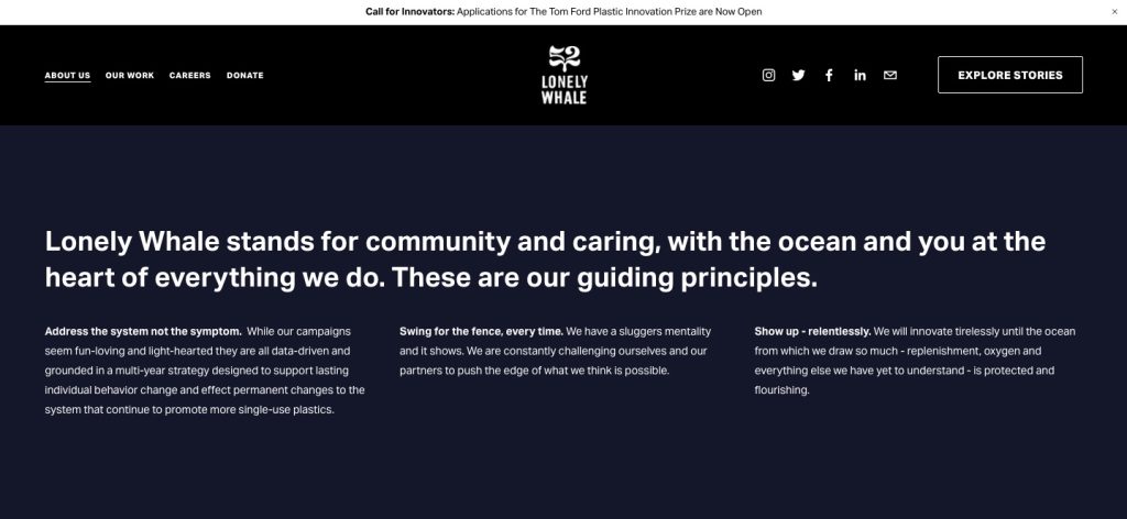 Lonely Whale nonprofit values
