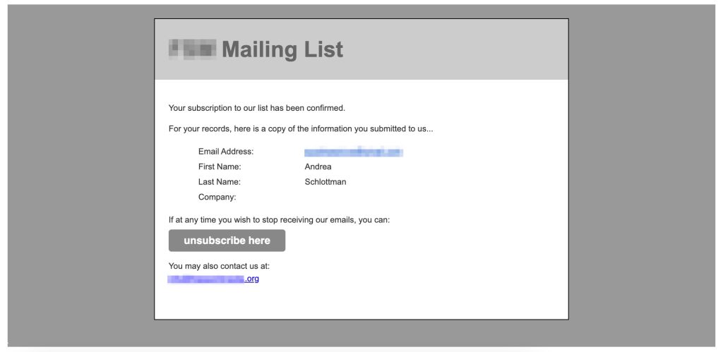 Mailchimp default message
