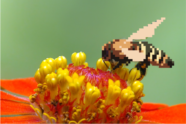 pixel bee on a flower