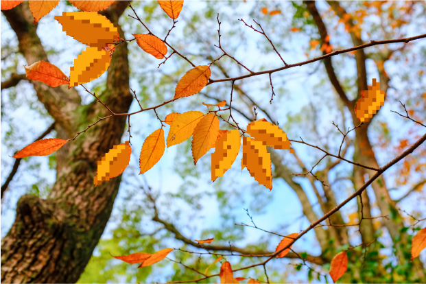 pixel leaves on tree branch